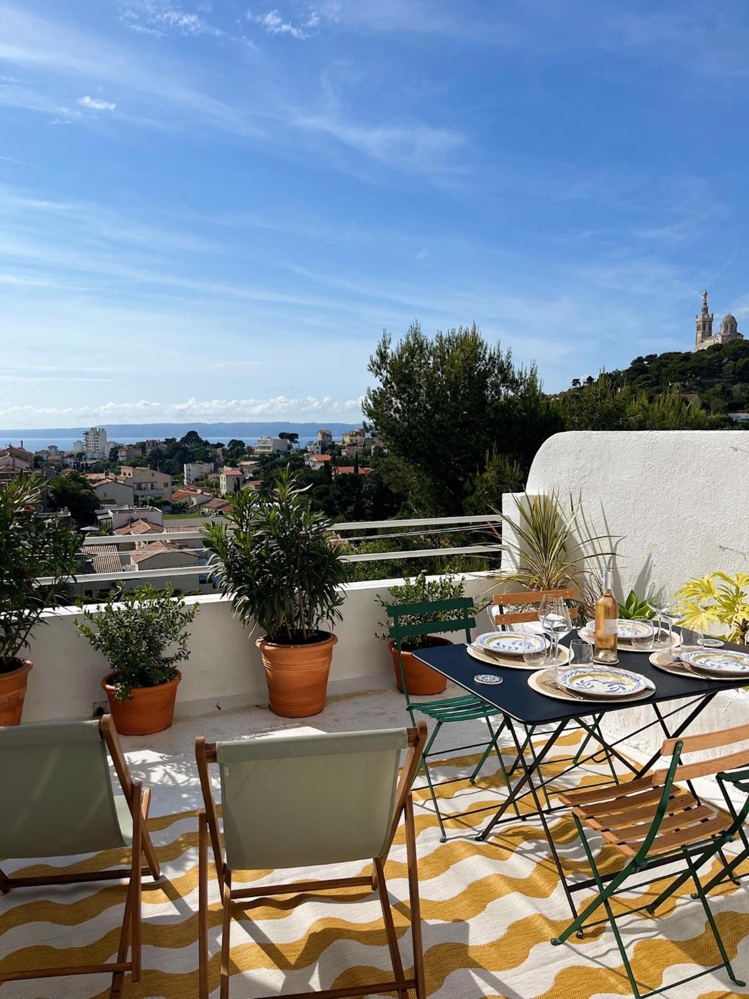 Charmant Studio-Terrasse Vue Mer Marseille Exteriör bild